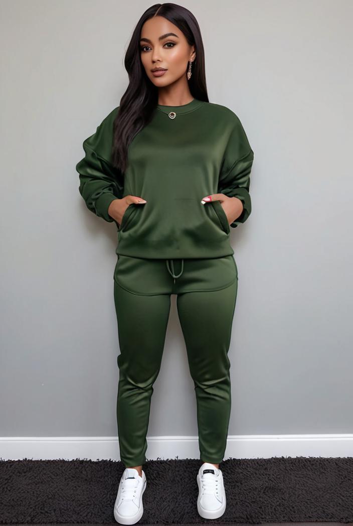 casual drawstring pants and hoodie combo set for women 137597