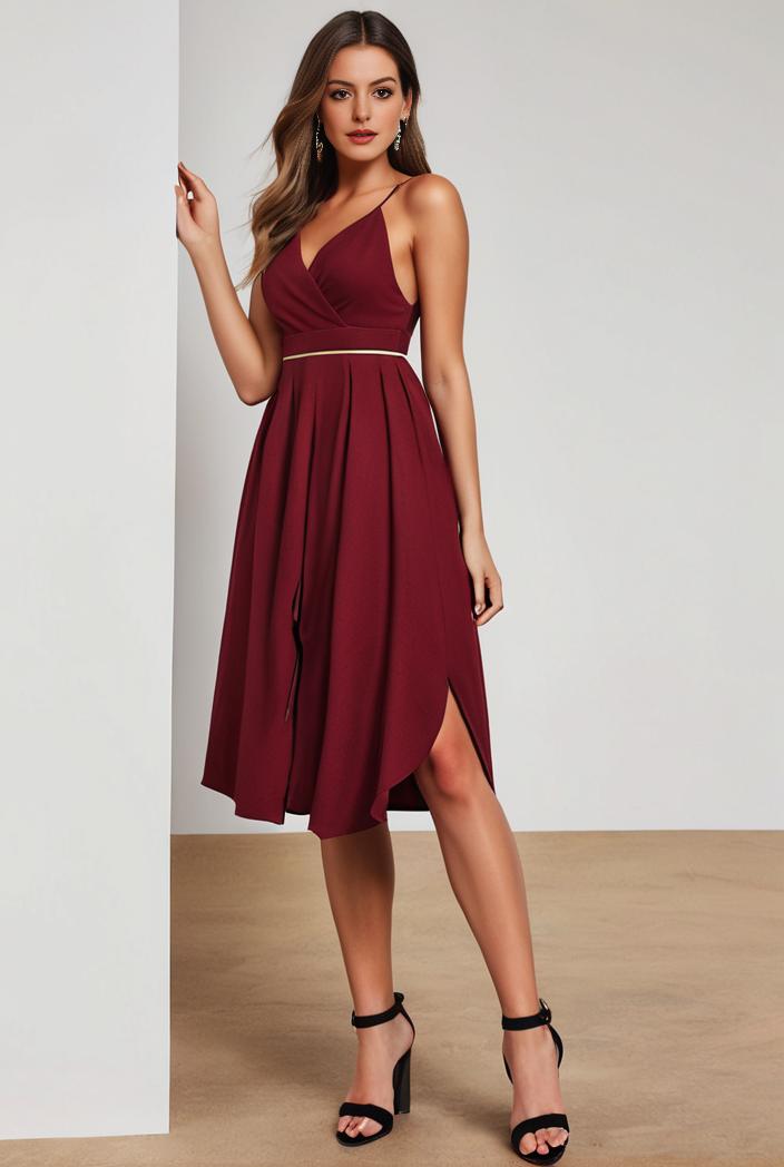 deep v neck lace chiffon bridesmaid dress with asymmetrical hem 101695