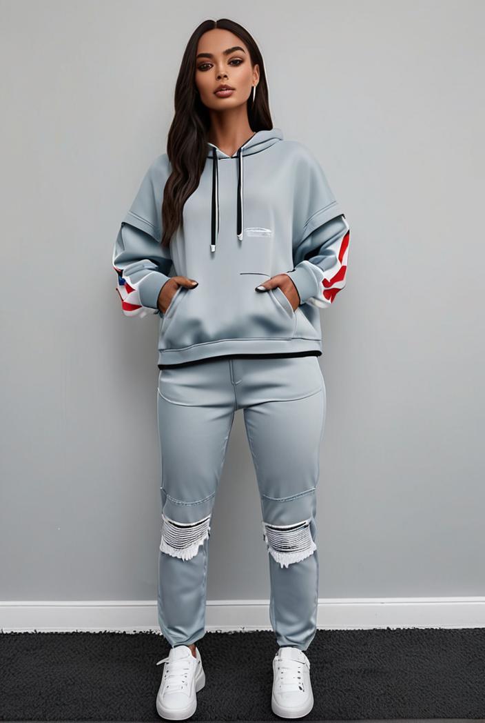 casual drawstring pants and hoodie combo set for women 137605