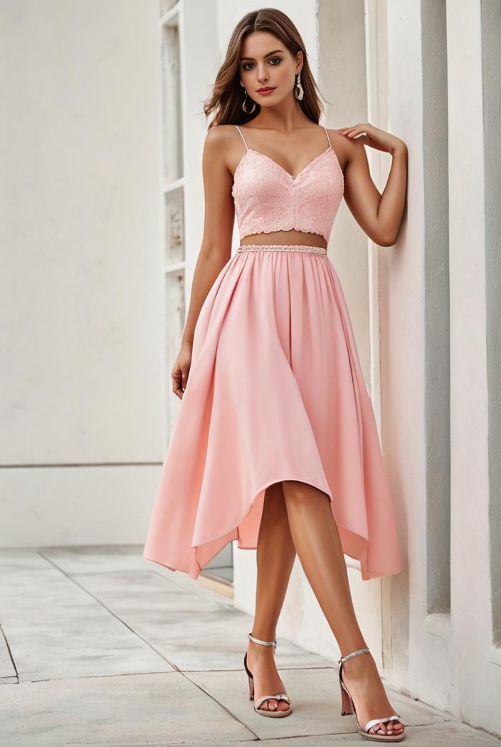 deep v neck lace chiffon bridesmaid dress with asymmetrical hem 101784