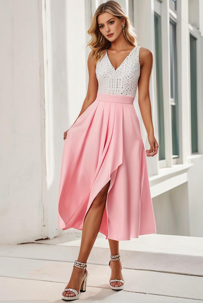 deep v neck lace chiffon bridesmaid dress with asymmetrical hem 101787