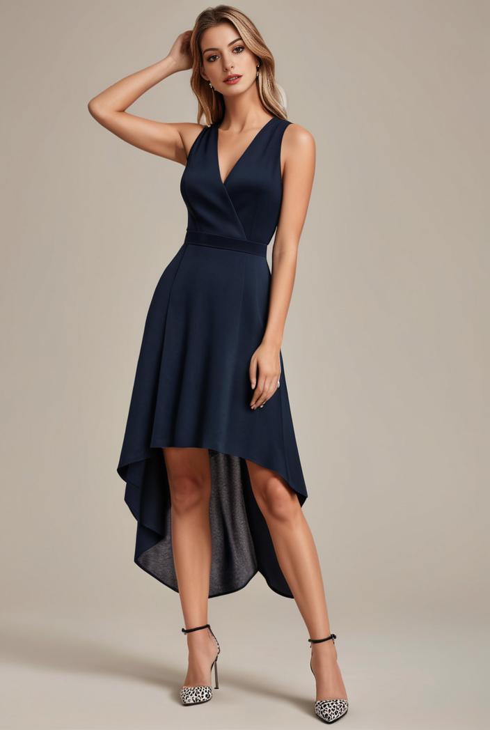 deep v neck lace chiffon bridesmaid dress with asymmetrical hem 101813