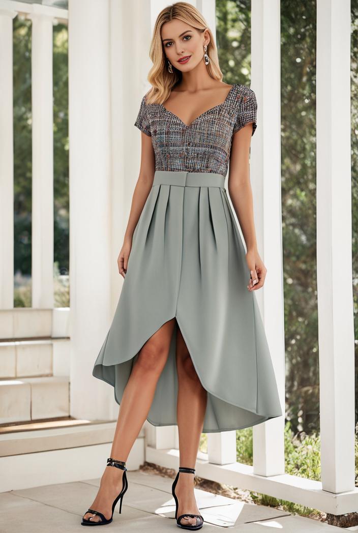 deep v neck lace chiffon bridesmaid dress with asymmetrical hem 101825