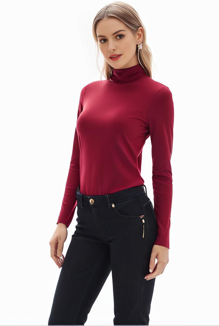 3 sets of turtleneck tees comfy long sleeve shirt perfect for spring autumn women s apparel 138279