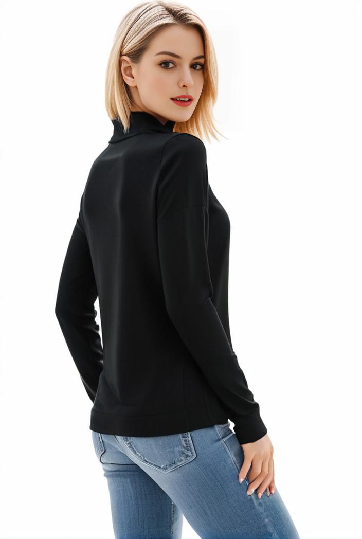 3 sets of turtleneck tees comfy long sleeve shirt perfect for spring autumn women s apparel 138309