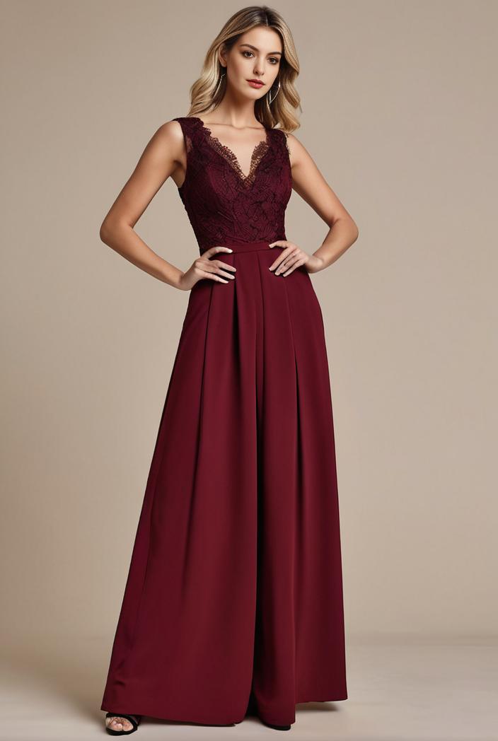 elegant chiffon maxi evening dress with lace cap sleeve 142778