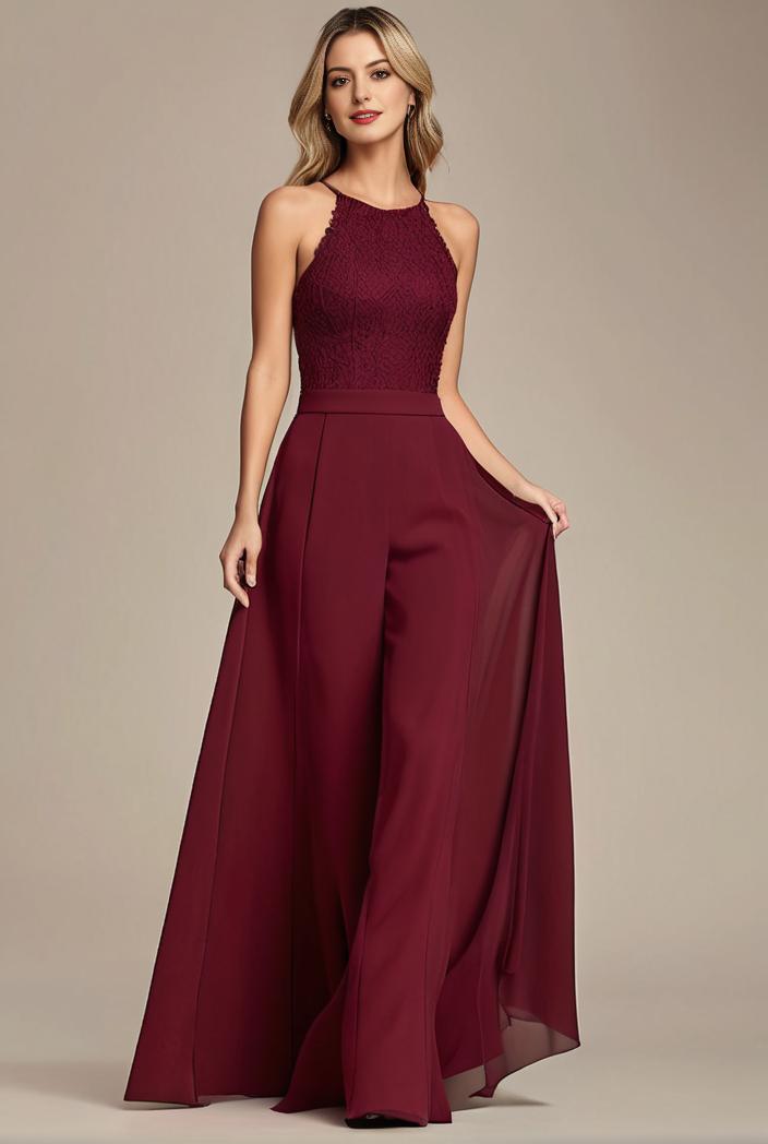 elegant chiffon maxi evening dress with lace cap sleeve 142809