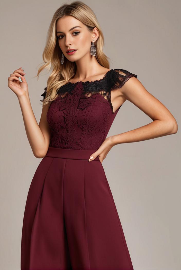 elegant chiffon maxi evening dress with lace cap sleeve 142835