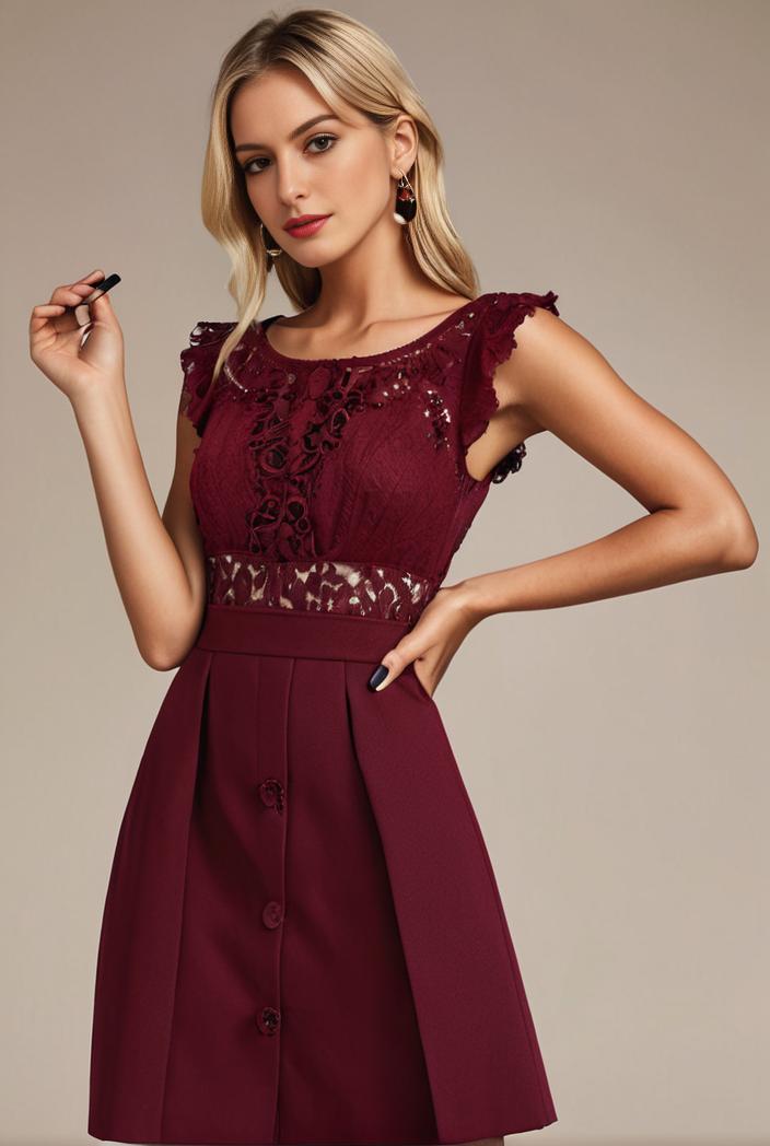 elegant chiffon maxi evening dress with lace cap sleeve 142838