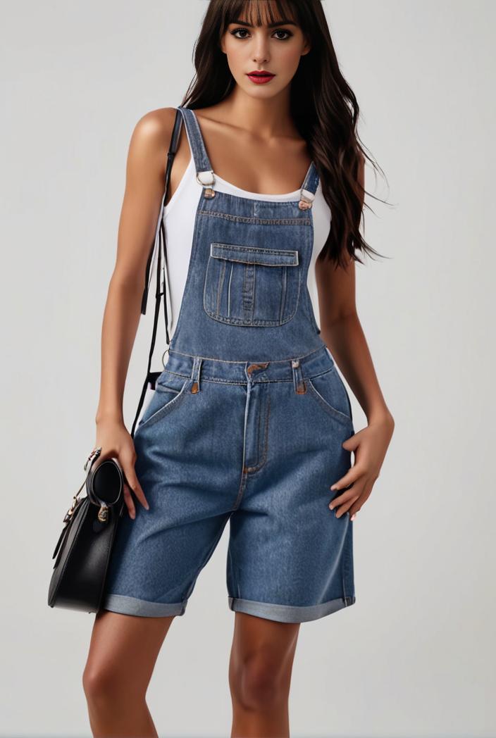 blue denim jumpsuit with distressed ripped details for women 139132