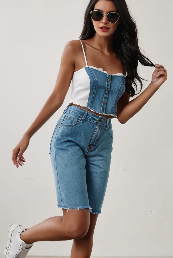 blue denim jumpsuit with distressed ripped details for women 139138