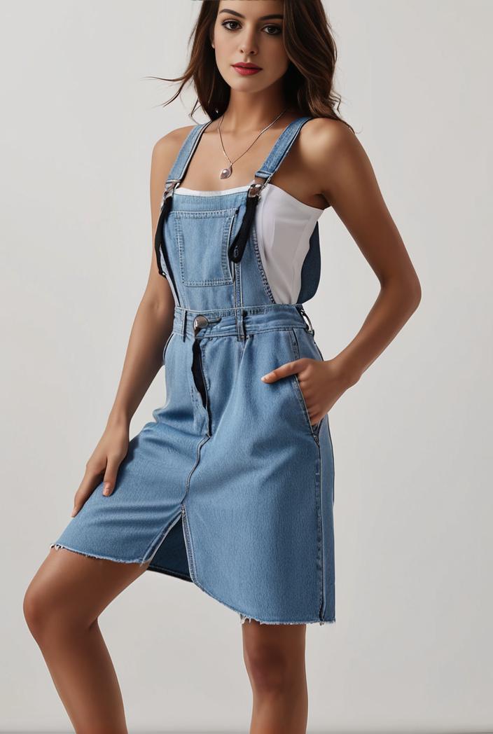 blue denim jumpsuit with distressed ripped details for women 139143