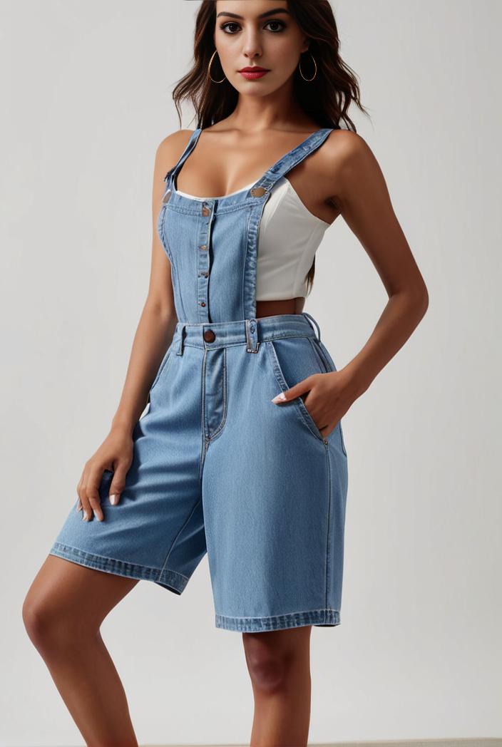 blue denim jumpsuit with distressed ripped details for women 139144