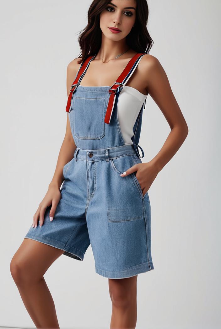 blue denim jumpsuit with distressed ripped details for women 139145