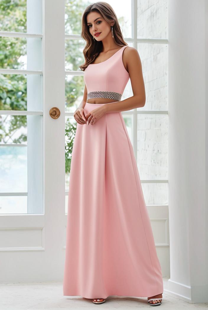 flowy chiffon one shoulder with three straps bridesmaid dress 105475
