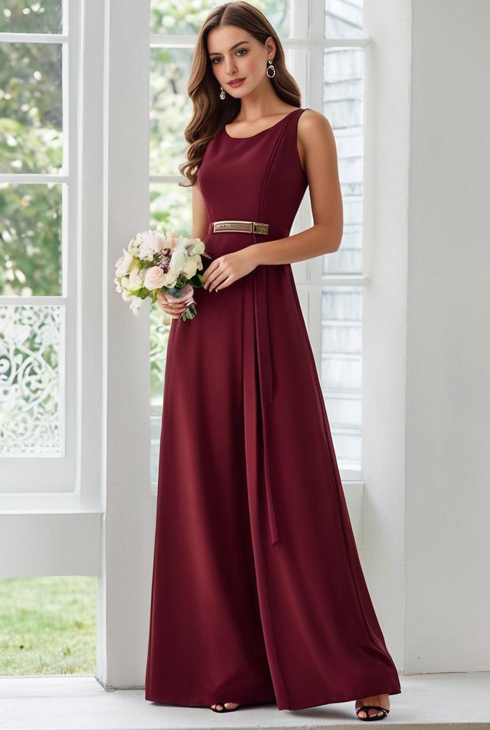 flowy chiffon one shoulder with three straps bridesmaid dress 105493