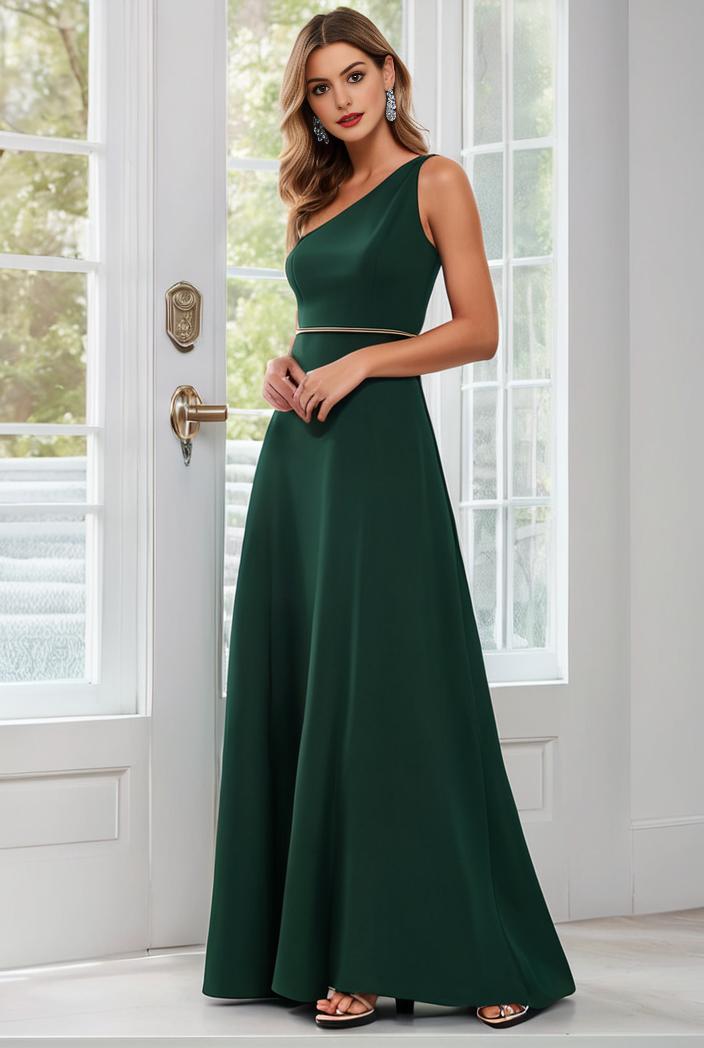 flowy chiffon one shoulder with three straps bridesmaid dress 105538