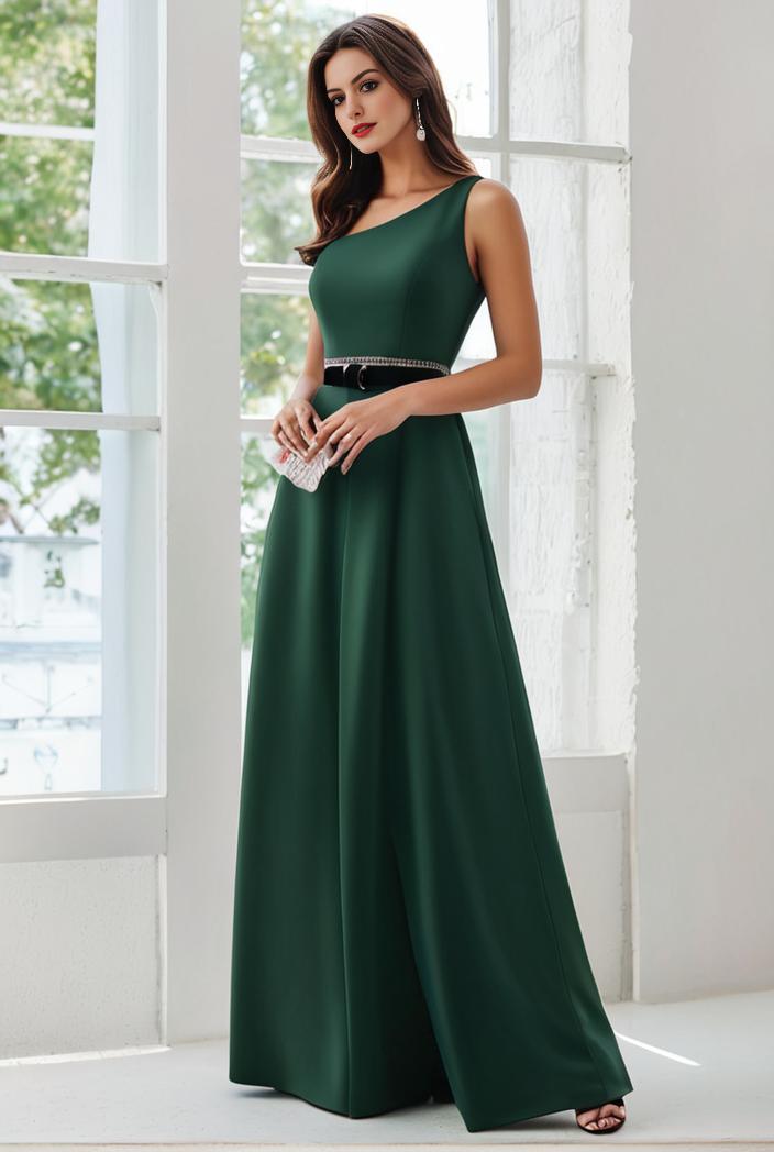 flowy chiffon one shoulder with three straps bridesmaid dress 105539