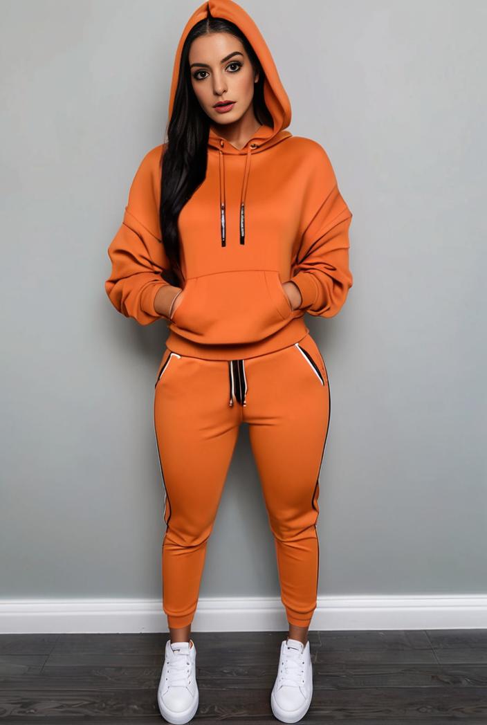 casual drawstring pants and hoodie combo set for women 141824