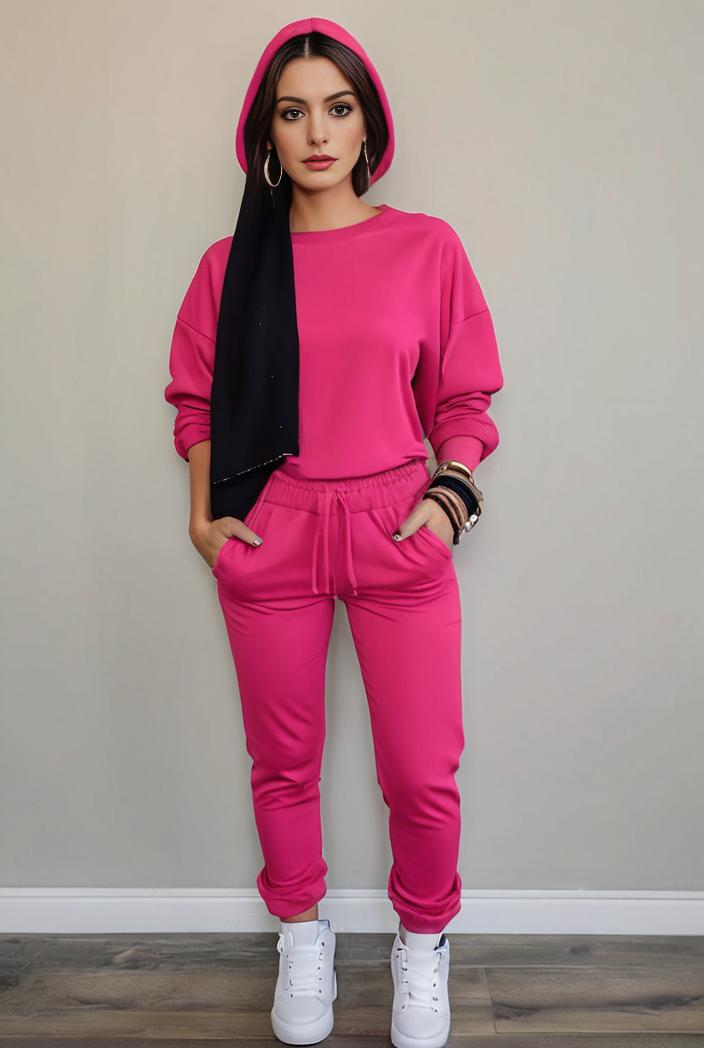 casual drawstring pants and hoodie combo set for women 141847