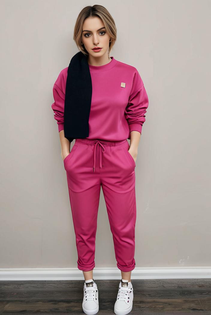 casual drawstring pants and hoodie combo set for women 141849