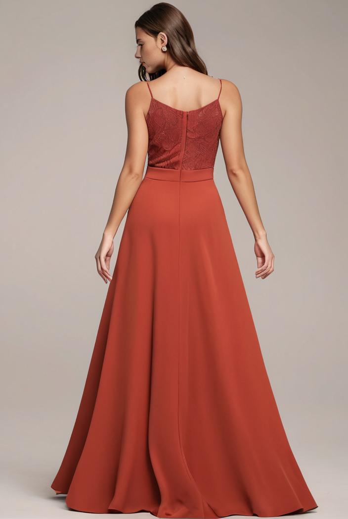 convertible chiffon lace open back spaghetti straps bridesmaid dress 127606