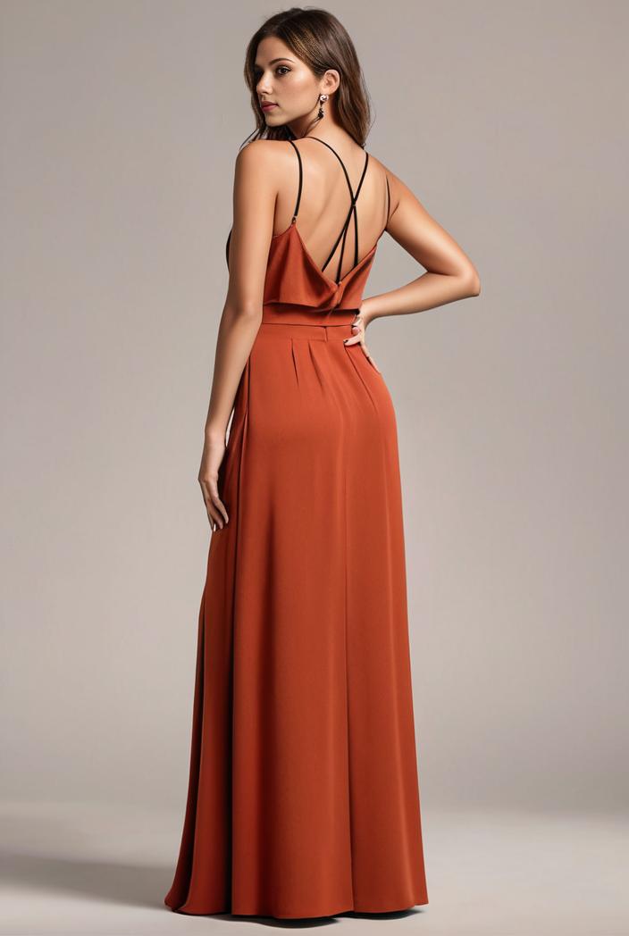 convertible chiffon lace open back spaghetti straps bridesmaid dress 127613