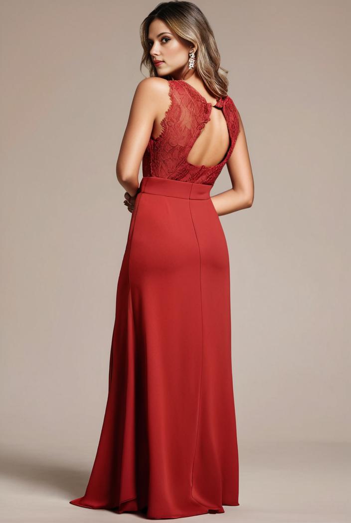 convertible chiffon lace open back spaghetti straps bridesmaid dress 127623