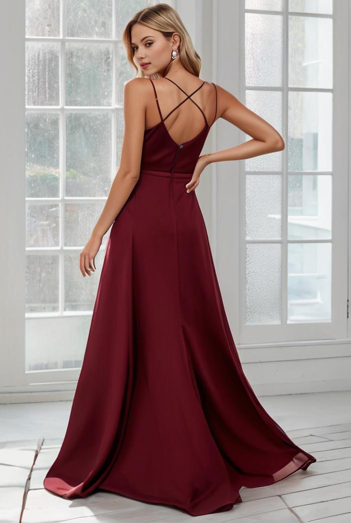 convertible chiffon lace open back spaghetti straps bridesmaid dress 127658