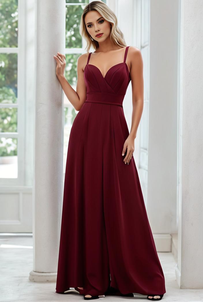 convertible chiffon lace open back spaghetti straps bridesmaid dress 127663