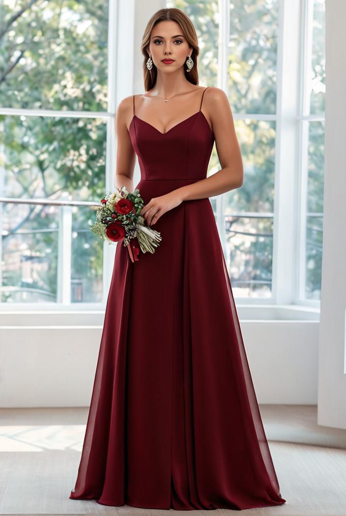 convertible chiffon lace open back spaghetti straps bridesmaid dress 127669