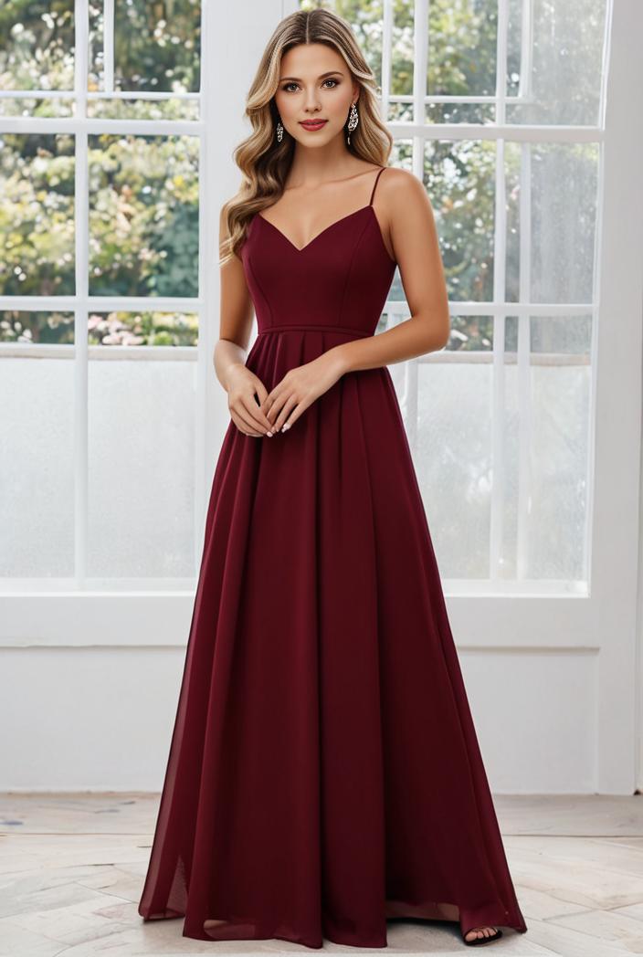 convertible chiffon lace open back spaghetti straps bridesmaid dress 127672