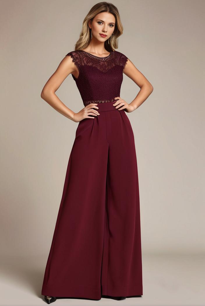 elegant chiffon maxi evening dress with lace cap sleeve 131351