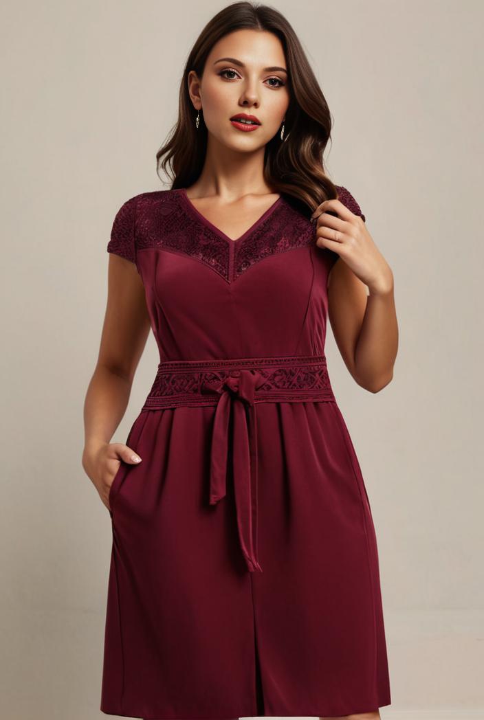 elegant chiffon maxi evening dress with lace cap sleeve 131358