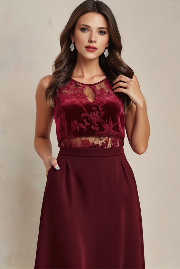 elegant chiffon maxi evening dress with lace cap sleeve 131363