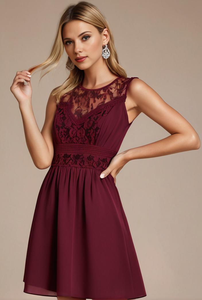 elegant chiffon maxi evening dress with lace cap sleeve 131400