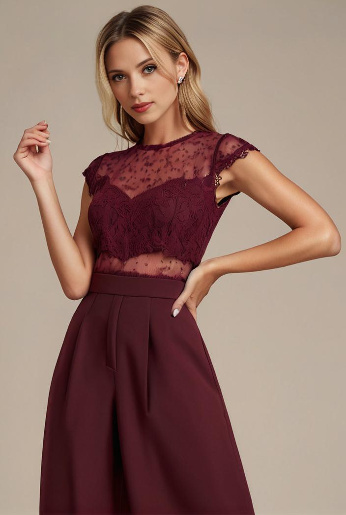elegant chiffon maxi evening dress with lace cap sleeve 131401