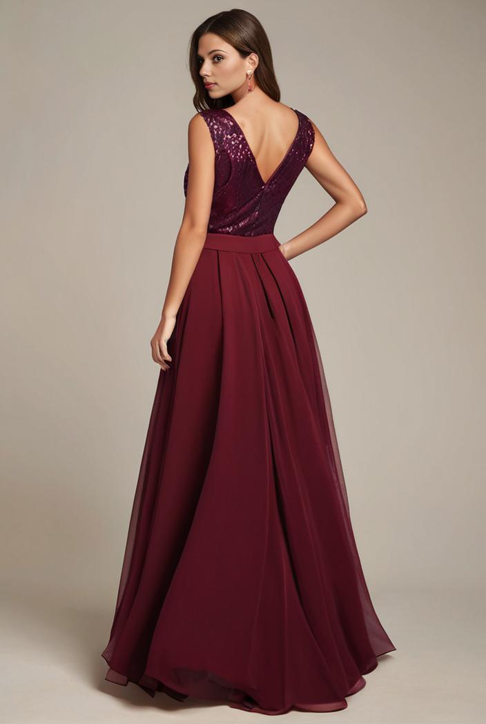 elegant chiffon maxi evening dress with lace cap sleeve 131411