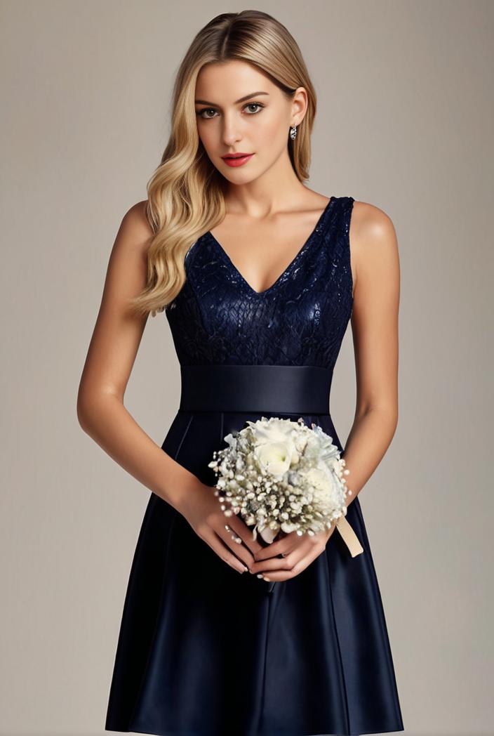 deep v neck lace chiffon bridesmaid dress with asymmetrical hem 120364