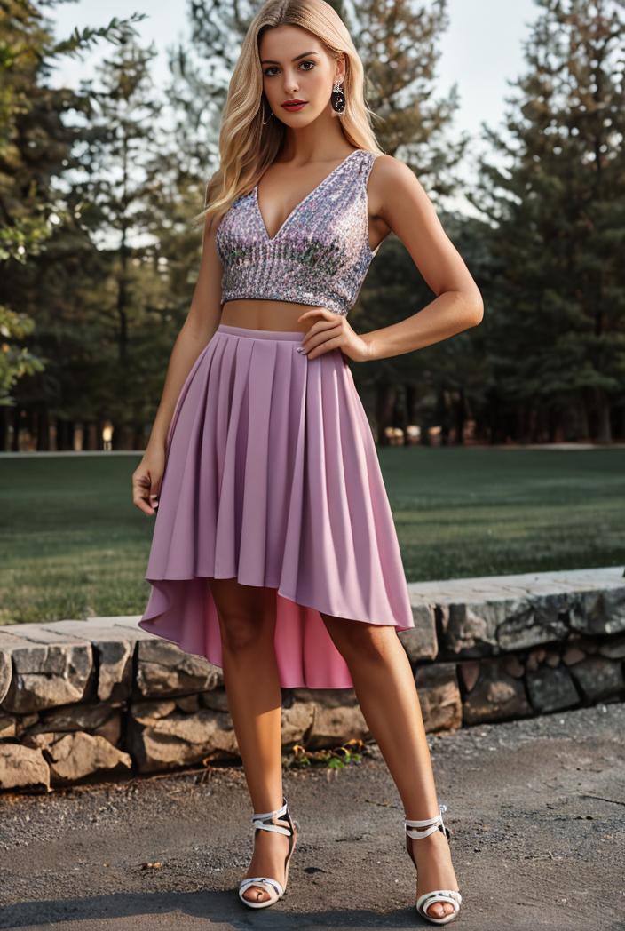 deep v neck lace chiffon bridesmaid dress with asymmetrical hem 120404