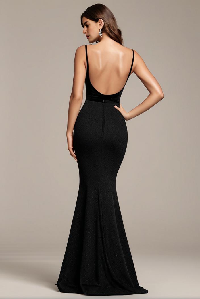 glitter spaghetti strap u veck open back bodycon stretchy evening dress 124368