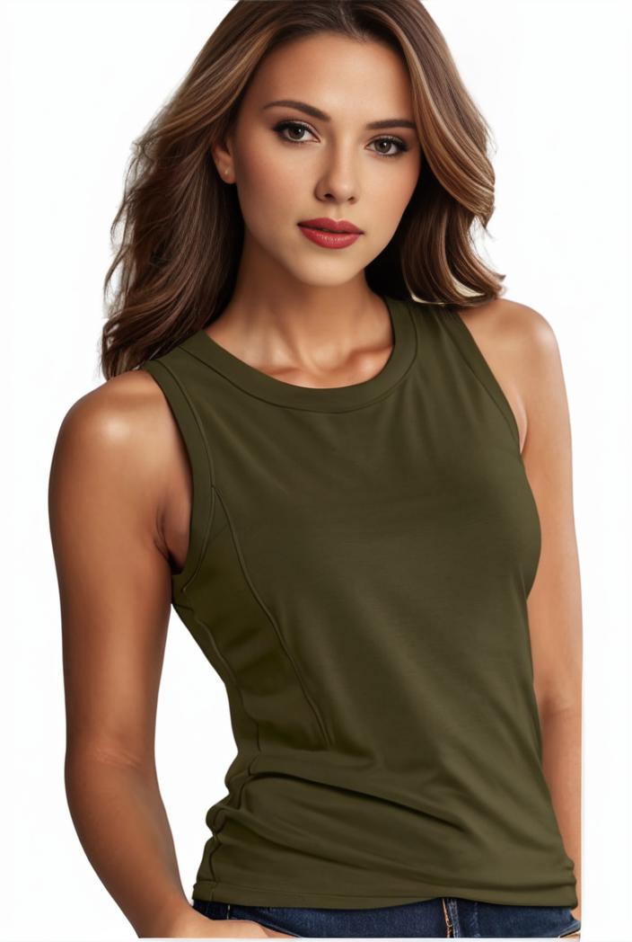 plus size basic tank top women s plus plain round neck medium stretch tank top 144094