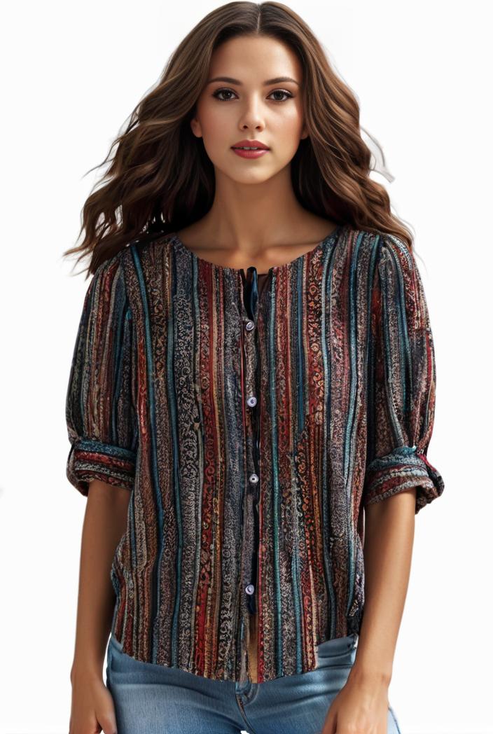 plus size boho top women s plus allover paisley print half sleeve v neck slight stretch top 144180