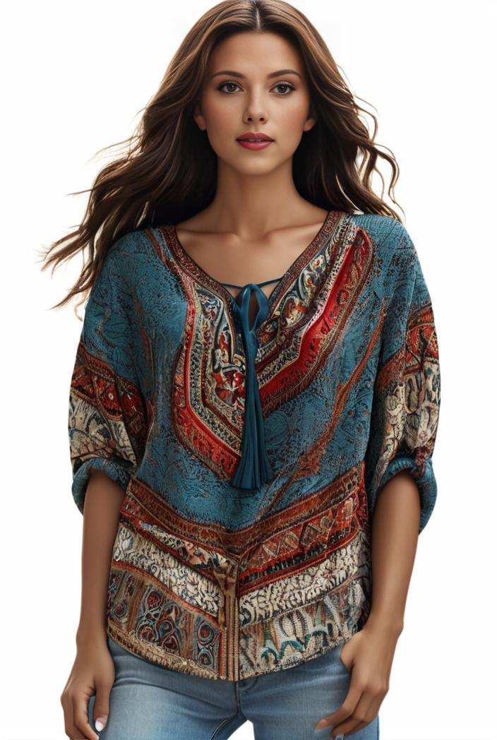plus size boho top women s plus allover paisley print half sleeve v neck slight stretch top 144183