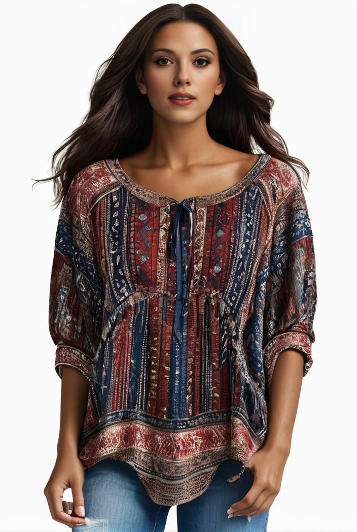 plus size boho top women s plus allover paisley print half sleeve v neck slight stretch top 144185
