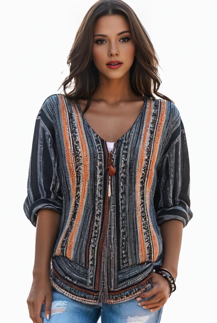 plus size boho top women s plus allover paisley print half sleeve v neck slight stretch top 144190