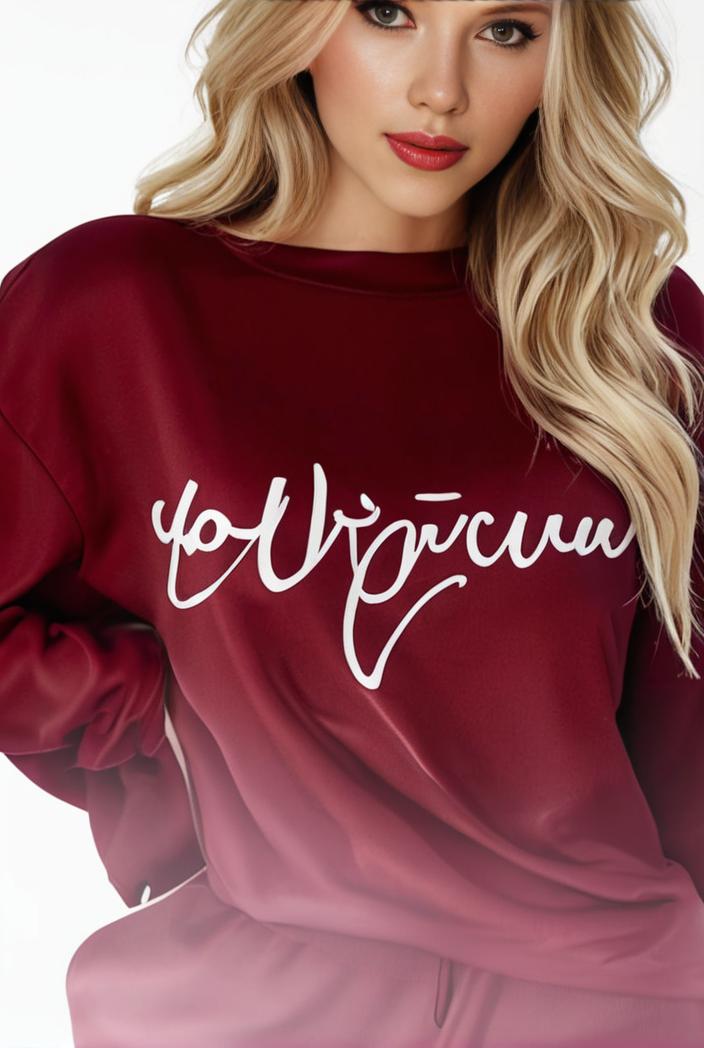 plus size casual sweatshirt women s plus ombre letter heart print raglan sleeve round neck slight stretch pullover sweatshirt 144601