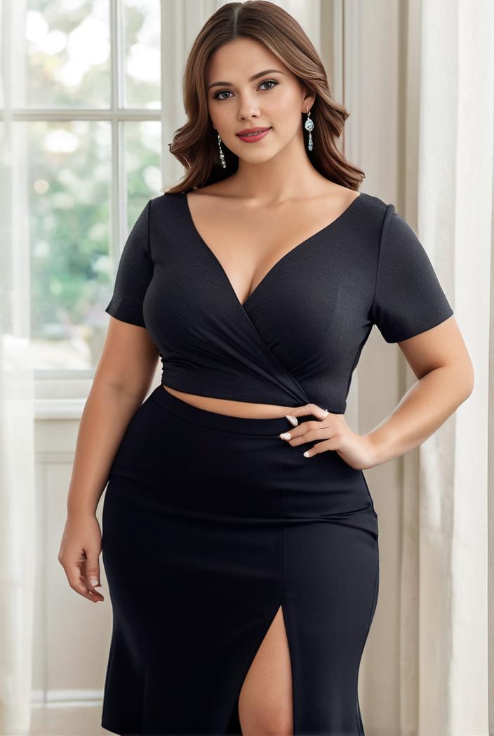 plus size front slit short sleeve with sequin mother of the bride dress 146709