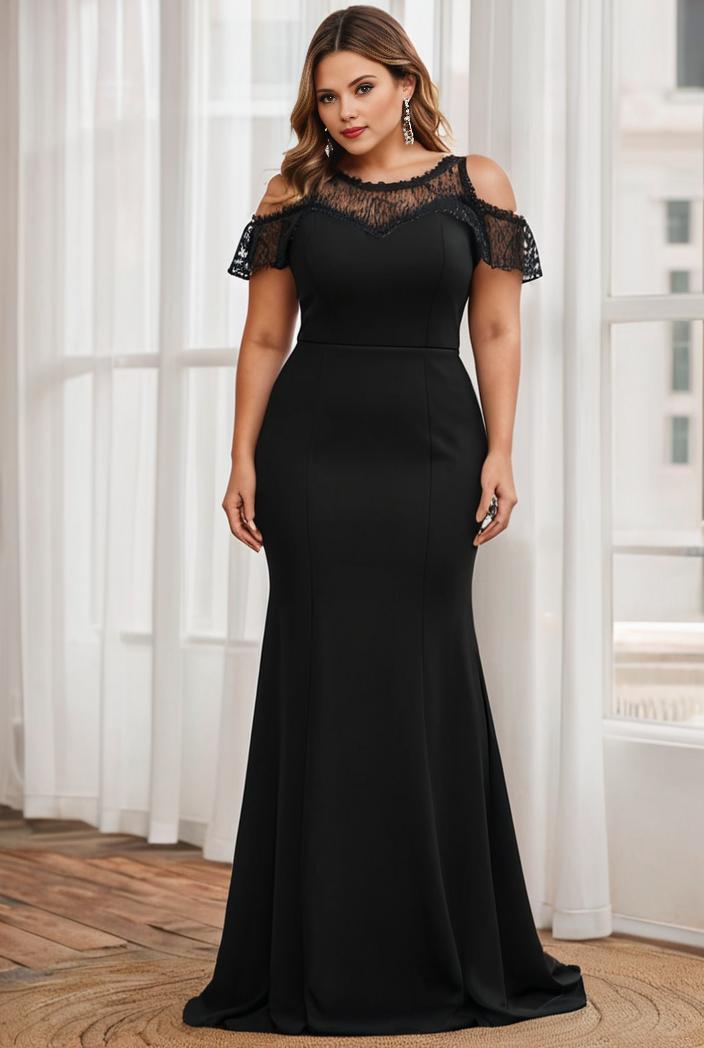 plus size front slit short sleeve with sequin mother of the bride dress 146720