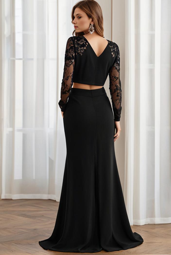 plus size front slit short sleeve with sequin mother of the bride dress 146723